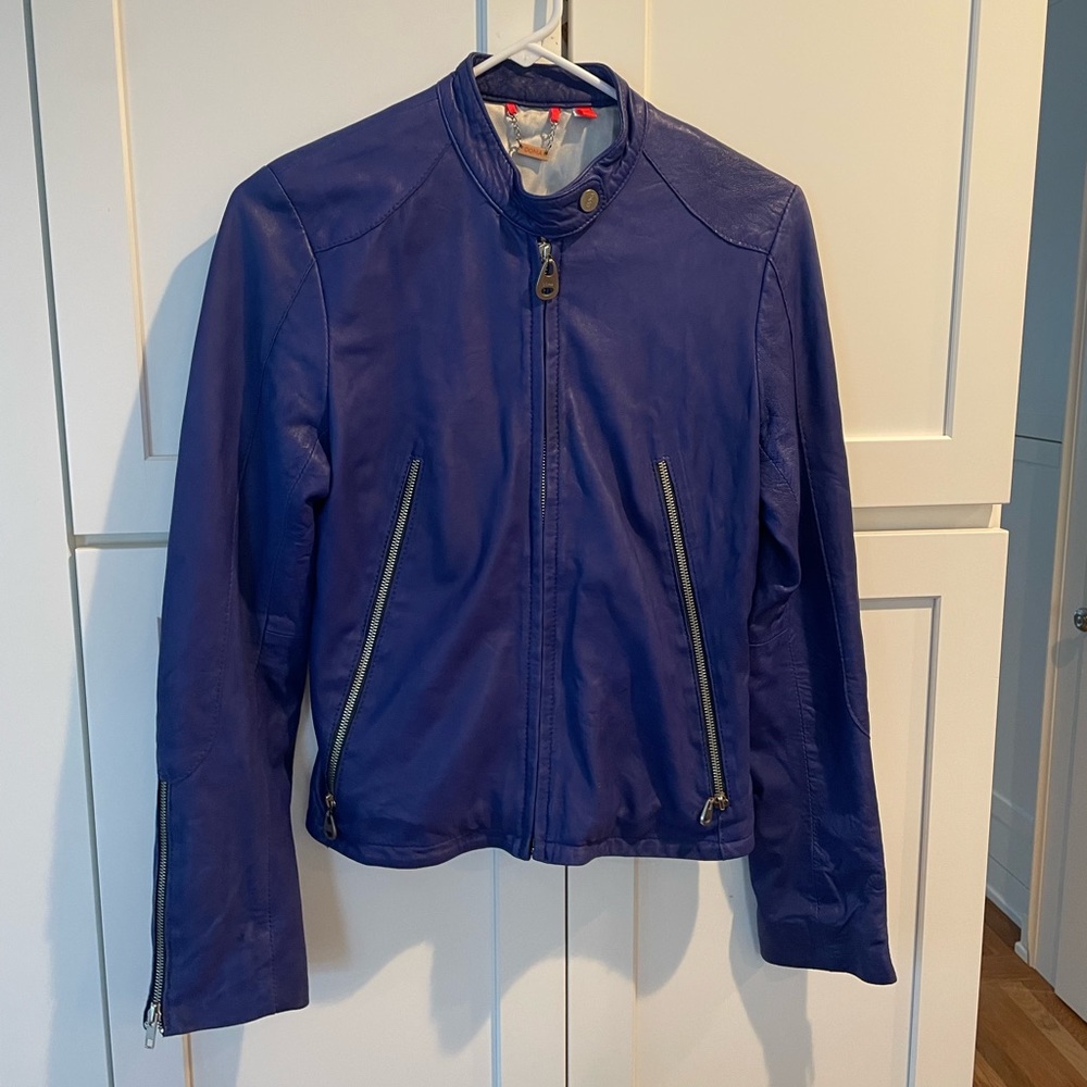 Doma Leather Indigo Bomber Jacket Size Small - Super Unique and Cool
